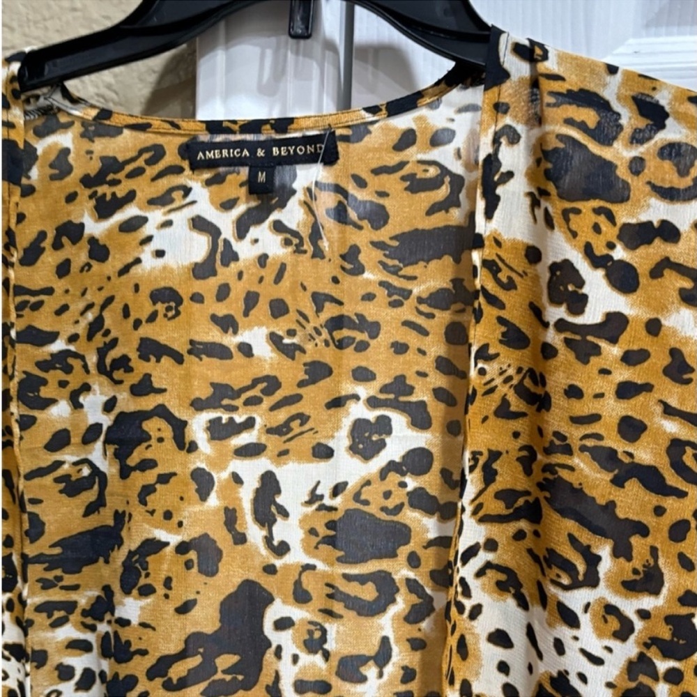 America & beyond woman Leopard print tunic kimono maxi dress cardigan size M - Picture 5 of 7